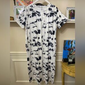 Naggoo Black and White Tie-Dye T-Shirt Dress Size XL